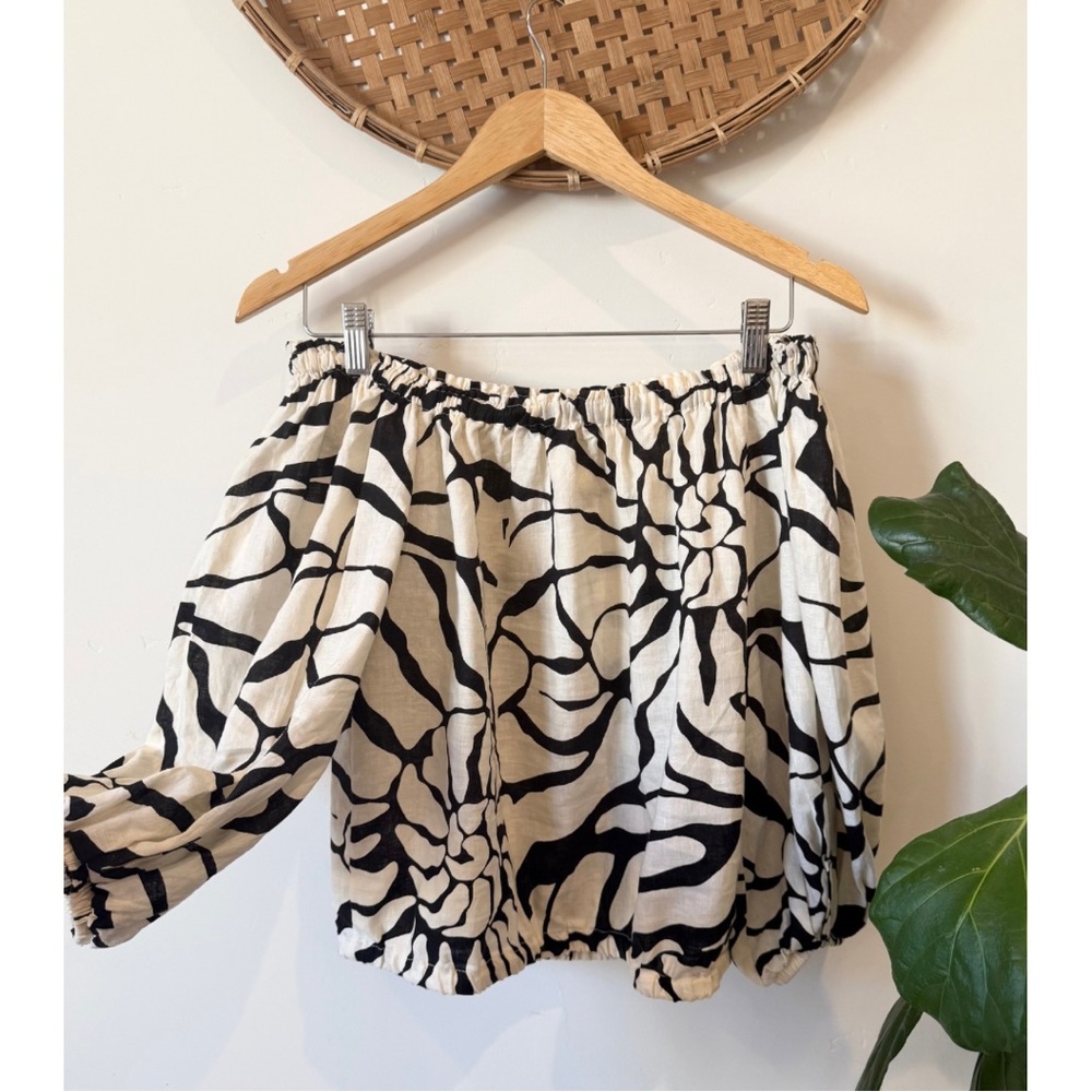 Anthropologie Black and White Floral Blouse